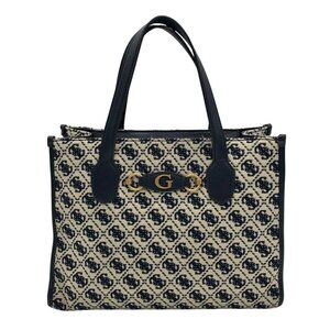 Guess Beige & Blue Jacquard Izzy 2-Compartment Tote Bag